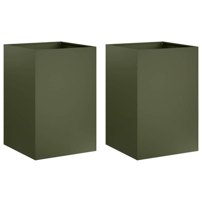 vidaXL Garden Planter 2 pcs Olive Green 40 x 40 x 75 cm