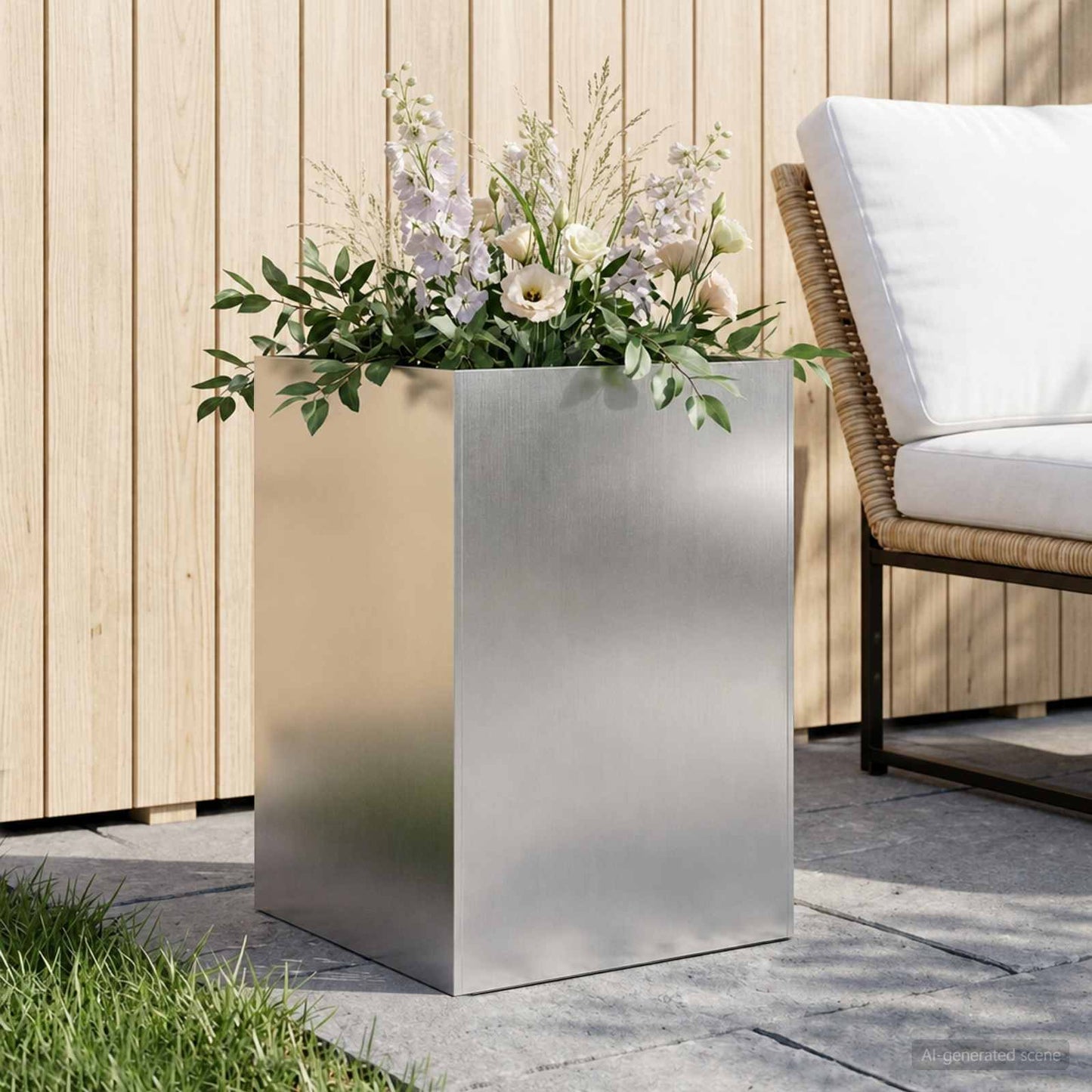 vidaXL Garden Planter Silver 40 x 40 x 75 cm Stainless Steel