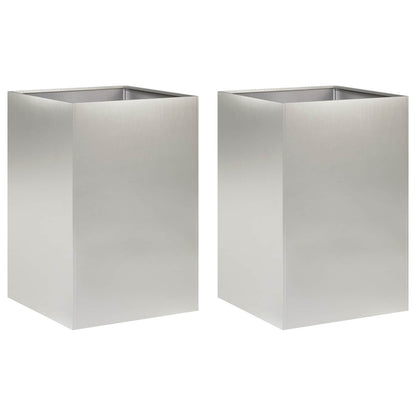 vidaXL Garden Planter 2 pcs Silver 40 x 40 x 75 cm Stainless Steel