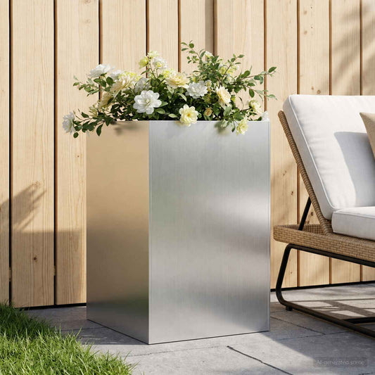 vidaXL Garden Planter Silver 40 x 40 x 75 cm Galvanised Steel