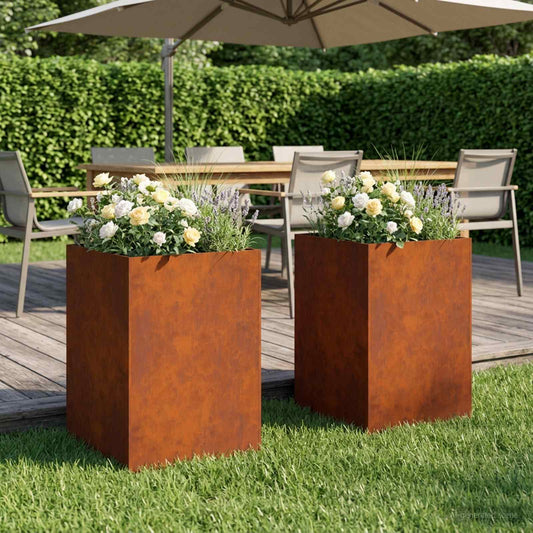 vidaXL Garden Planter 2 pcs Rusty 40 x 40 x 75 cm Weathering Steel