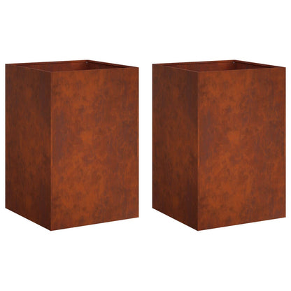 vidaXL Garden Planter 2 pcs Rusty 40 x 40 x 75 cm Weathering Steel