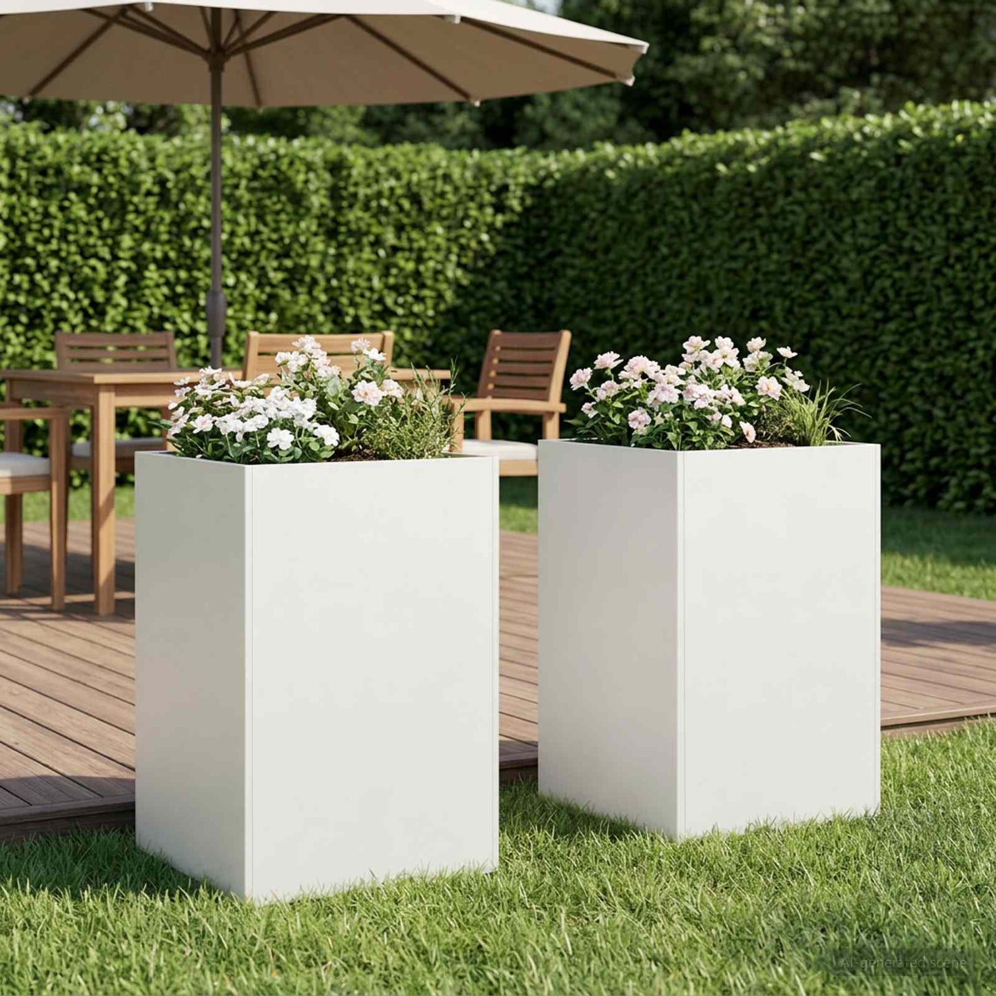 vidaXL Garden Planter 2 pcs White 50 x 50 x 75 cm Cold-rolled Steel