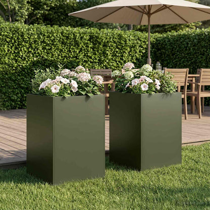 vidaXL Garden Planter 2 pcs Olive Green 50 x 50 x 75 cm