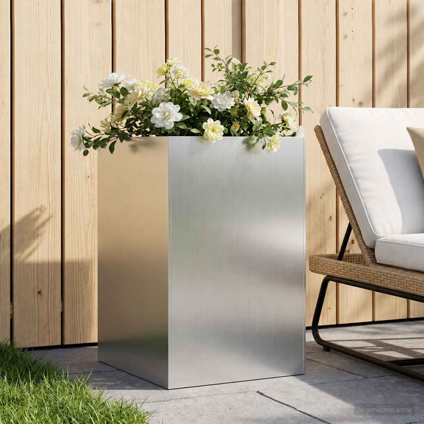 vidaXL Garden Planter Silver 50 x 50 x 75 cm Galvanised Steel