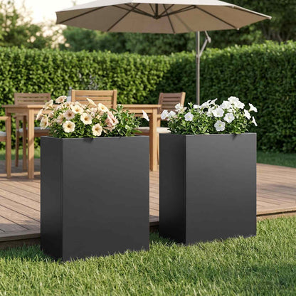 vidaXL Garden Planter 2 pcs Black 40 x 20 x 40 cm Cold-rolled Steel