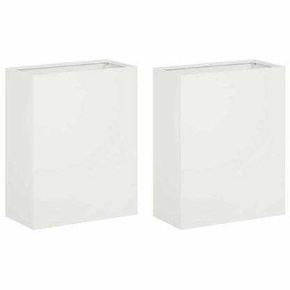 vidaXL Garden Planter 2 pcs White 40 x 20 x 40 cm Cold-rolled Steel