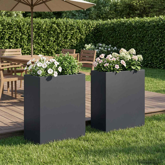 vidaXL Garden Planter 2 pcs Anthracite 40 x 20 x 40 cm