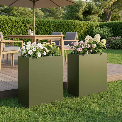 vidaXL Garden Planter 2 pcs Olive Green 40 x 20 x 40 cm