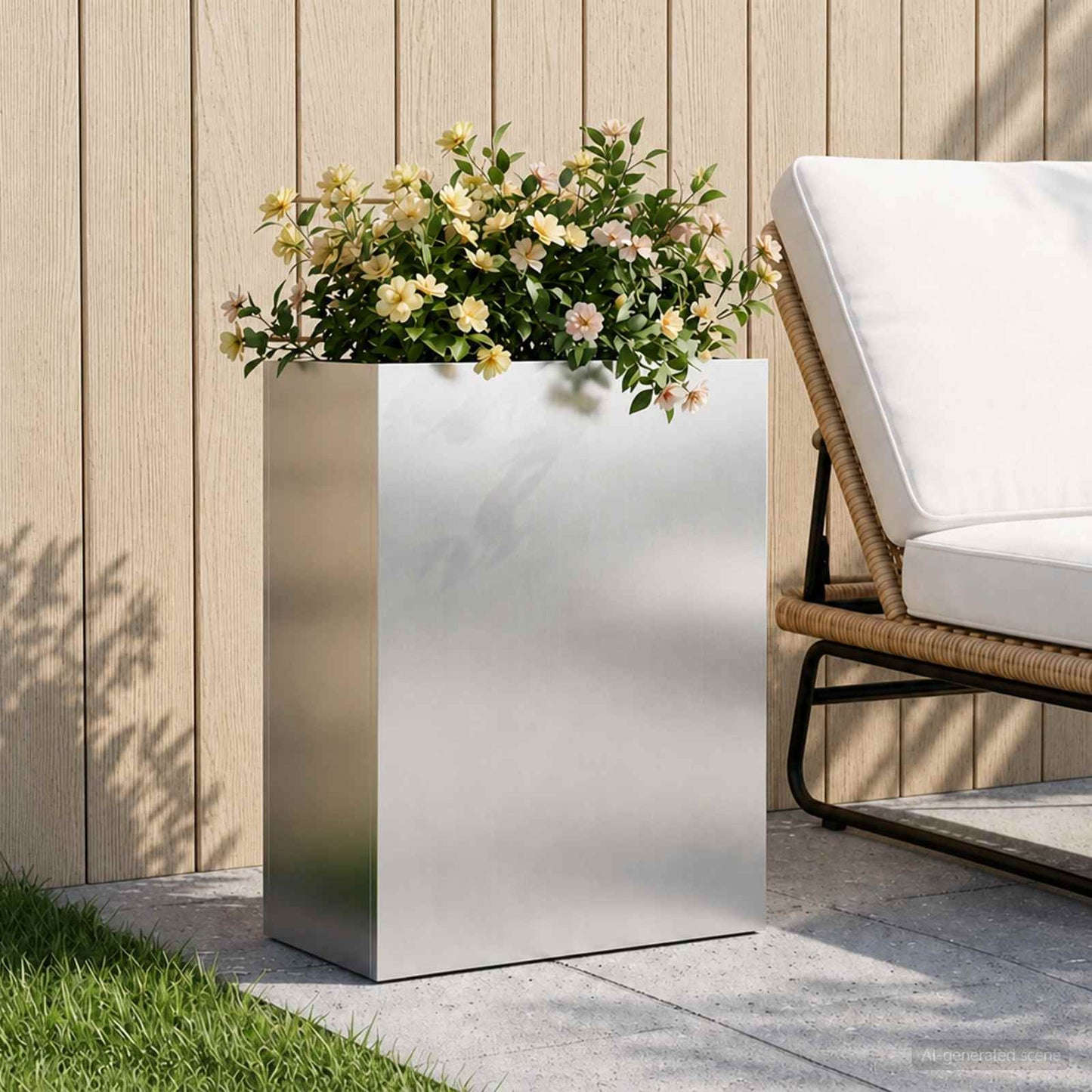 vidaXL Garden Planter Silver 40 x 20 x 40 cm Stainless Steel