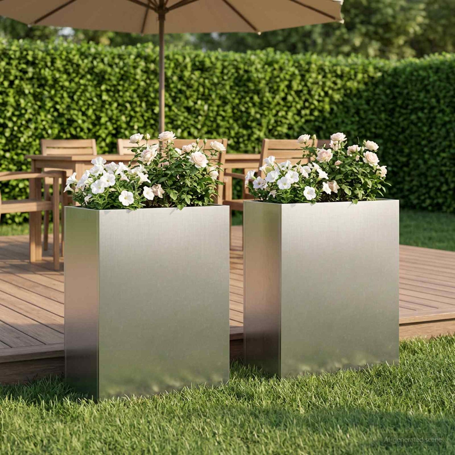 vidaXL Garden Planter 2 pcs Silver 40 x 20 x 40 cm Stainless Steel