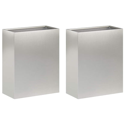 vidaXL Garden Planter 2 pcs Silver 40 x 20 x 40 cm Stainless Steel