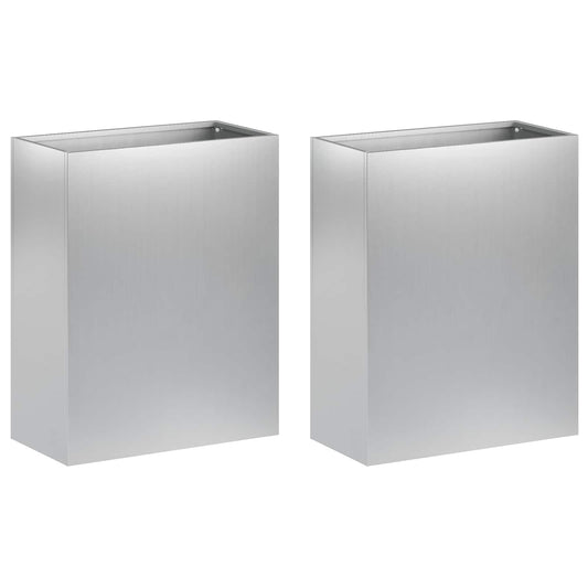 vidaXL Garden Planter 2 pcs Silver 40 x 20 x 40 cm Galvanised Steel