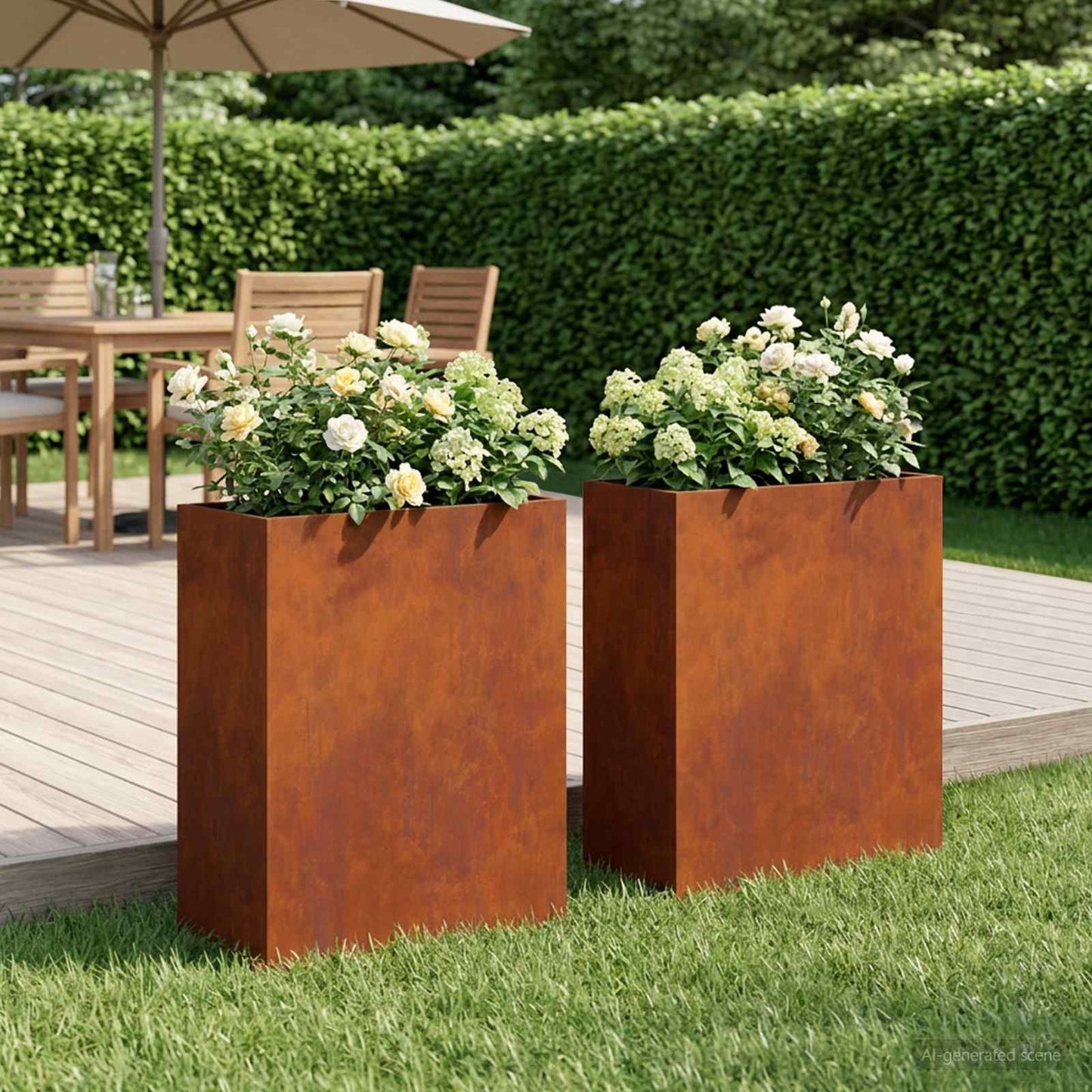 vidaXL Garden Planter 2 pcs Rusty 40 x 20 x 40 cm Weathering Steel