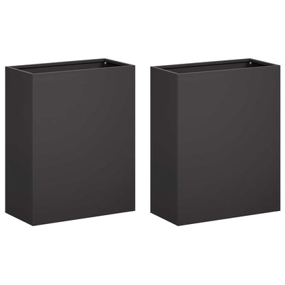 vidaXL Garden Planter 2 pcs Black 40 x 20 x 50 cm Cold-rolled Steel
