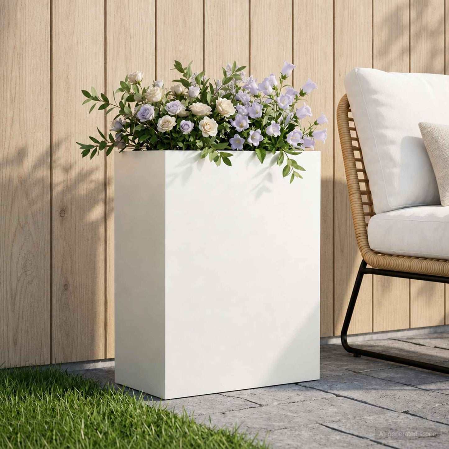 vidaXL Garden Planter White 40 x 20 x 50 cm Cold-rolled Steel