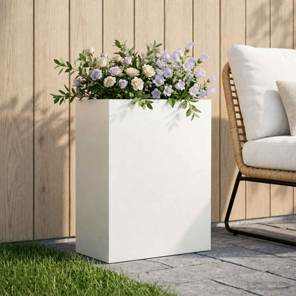 vidaXL Garden Planter White 40 x 20 x 50 cm Cold-rolled Steel
