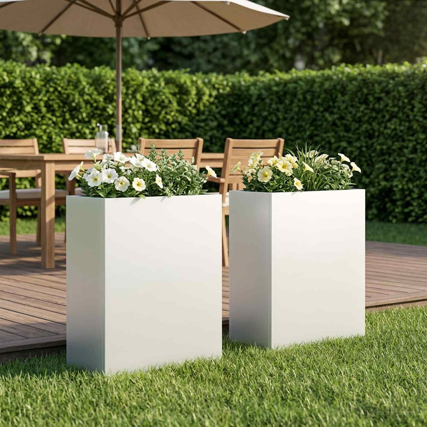 vidaXL Garden Planter 2 pcs White 40 x 20 x 50 cm Cold-rolled Steel