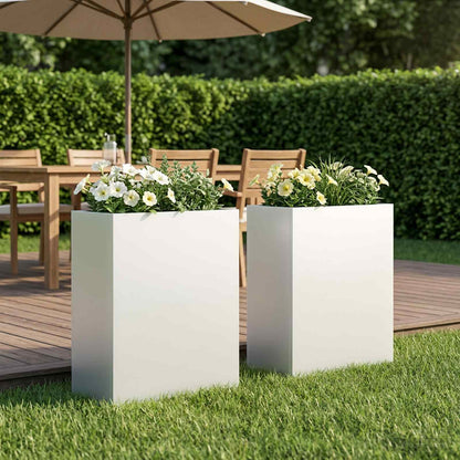 vidaXL Garden Planter 2 pcs White 40 x 20 x 50 cm Cold-rolled Steel