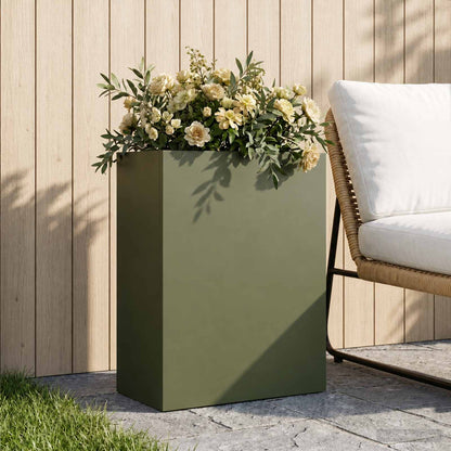 vidaXL Garden Planter Olive Green 40 x 20 x 50 cm Cold-rolled Steel