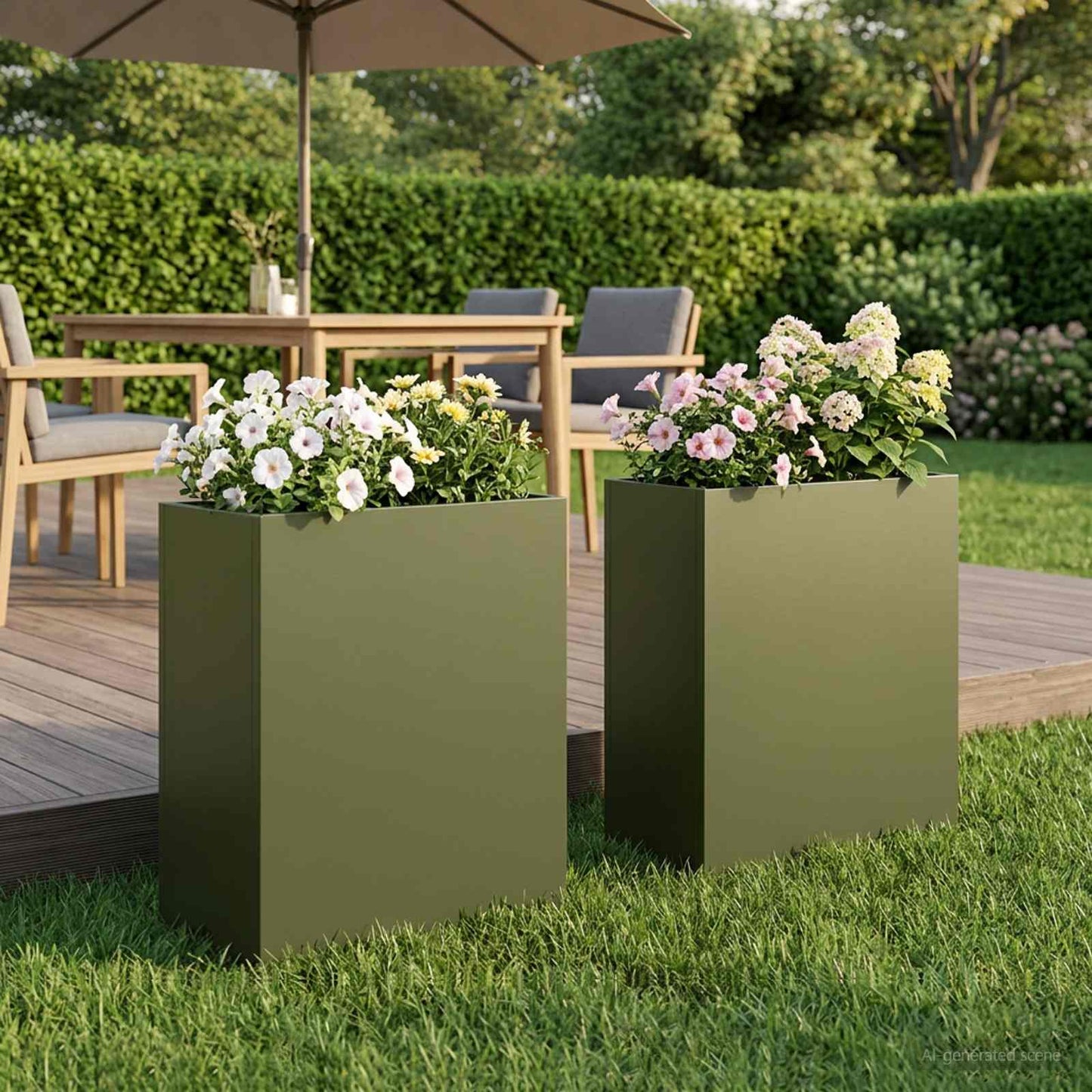 vidaXL Garden Planter 2 pcs Olive Green 40 x 20 x 50 cm