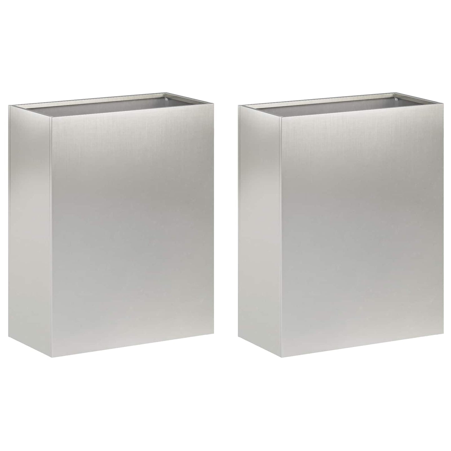 vidaXL Garden Planter 2 pcs Silver 40 x 20 x 50 cm Stainless Steel