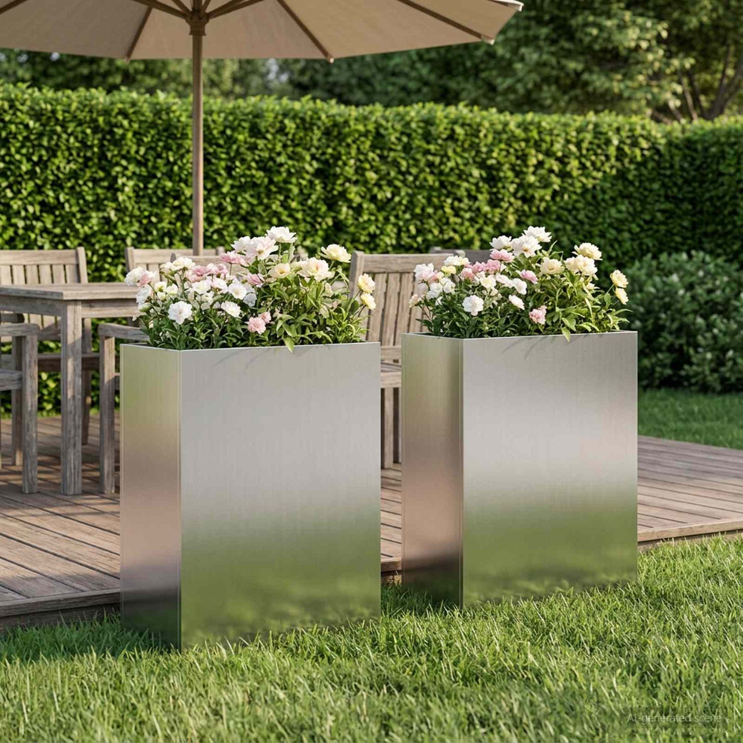 vidaXL Garden Planter 2 pcs Silver 40 x 20 x 50 cm Galvanised Steel
