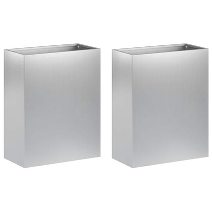 vidaXL Garden Planter 2 pcs Silver 40 x 20 x 50 cm Galvanised Steel