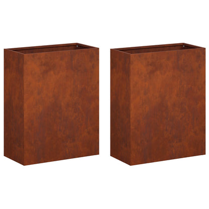 vidaXL Garden Planter 2 pcs Rusty 40 x 20 x 50 cm Weathering Steel
