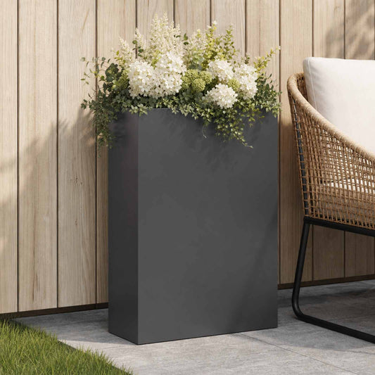 vidaXL Garden Planter Black 40 x 20 x 75 cm Cold-rolled Steel