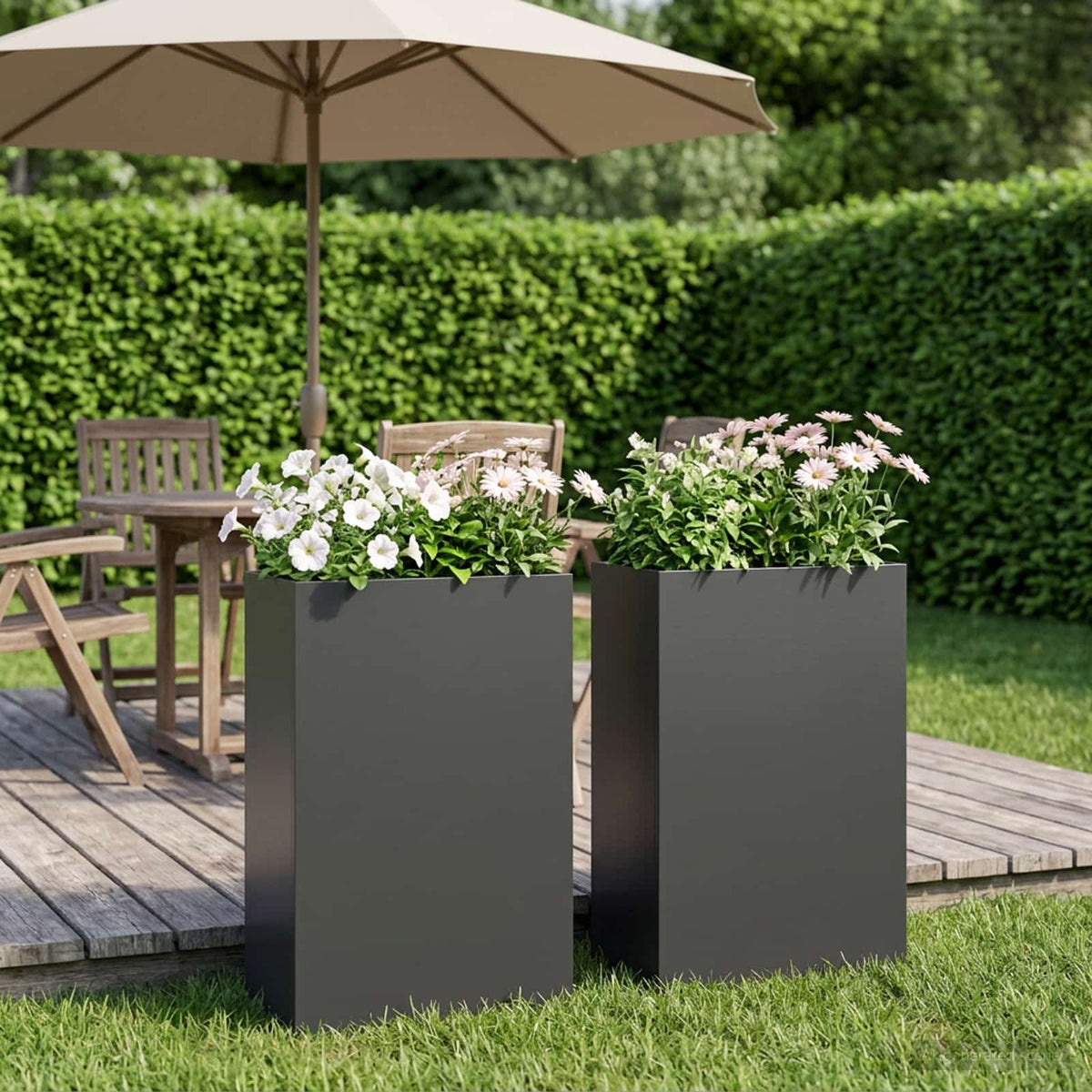 vidaXL Garden Planter 2 pcs Black 40 x 20 x 75 cm Cold-rolled Steel