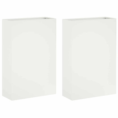 vidaXL Garden Planter 2 pcs White 40 x 20 x 75 cm Cold-rolled Steel
