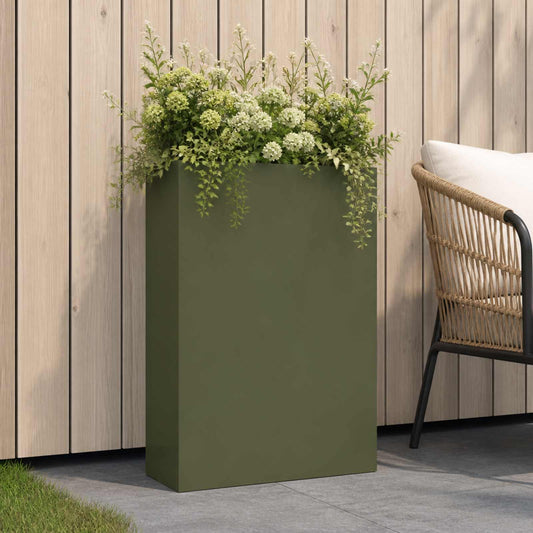 vidaXL Garden Planter Olive Green 40 x 20 x 75 cm Cold-rolled Steel