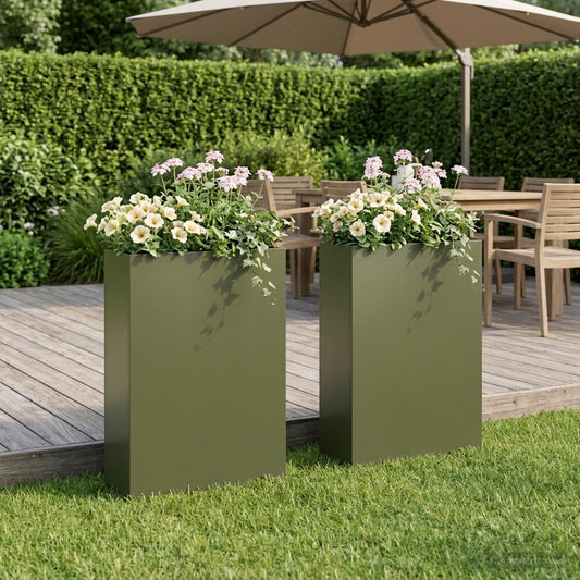 vidaXL Garden Planter 2 pcs Olive Green 40 x 20 x 75 cm