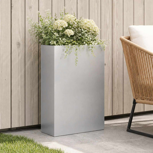vidaXL Garden Planter Silver 40 x 20 x 75 cm Galvanised Steel