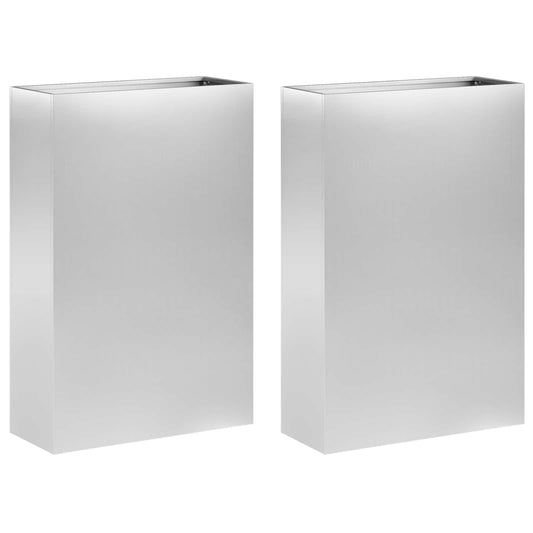 vidaXL Garden Planter 2 pcs Silver 40 x 20 x 75 cm Galvanised Steel