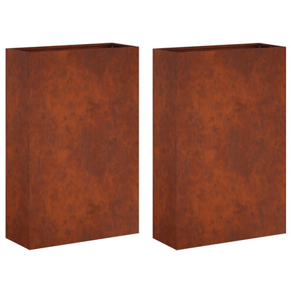 vidaXL Garden Planter 2 pcs Rusty 40 x 20 x 75 cm Weathering Steel