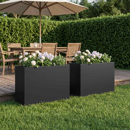 vidaXL Garden Planter 2 pcs Black 50 x 20 x 40 cm Cold-rolled Steel