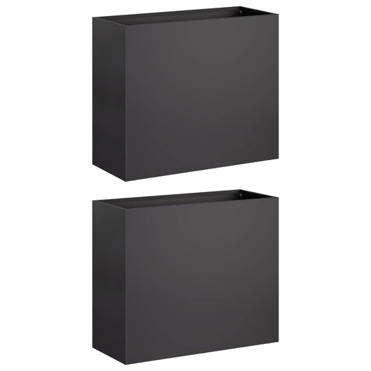 vidaXL Garden Planter 2 pcs Black 50 x 20 x 40 cm Cold-rolled Steel