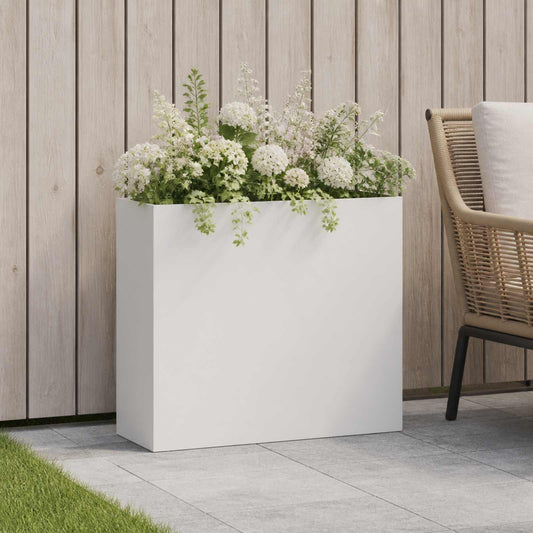 vidaXL Garden Planter White 50 x 20 x 40 cm Cold-rolled Steel