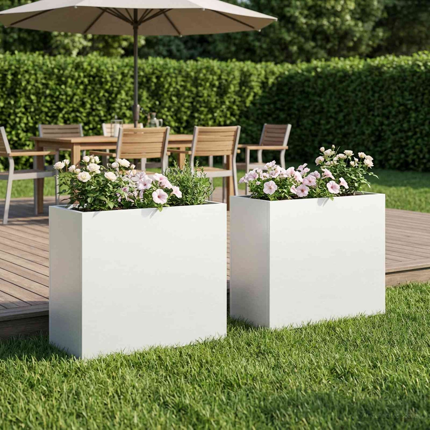 vidaXL Garden Planter 2 pcs White 50 x 20 x 40 cm Cold-rolled Steel