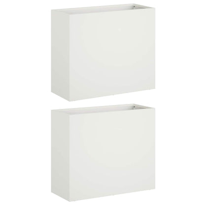 vidaXL Garden Planter 2 pcs White 50 x 20 x 40 cm Cold-rolled Steel
