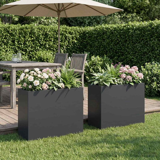 vidaXL Garden Planter 2 pcs Anthracite 50 x 20 x 40 cm