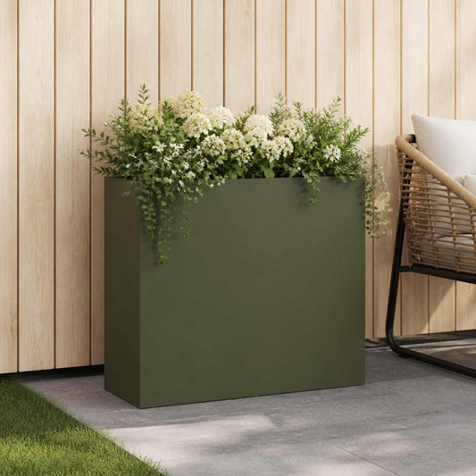 vidaXL Garden Planter Olive Green 50 x 20 x 40 cm Cold-rolled Steel