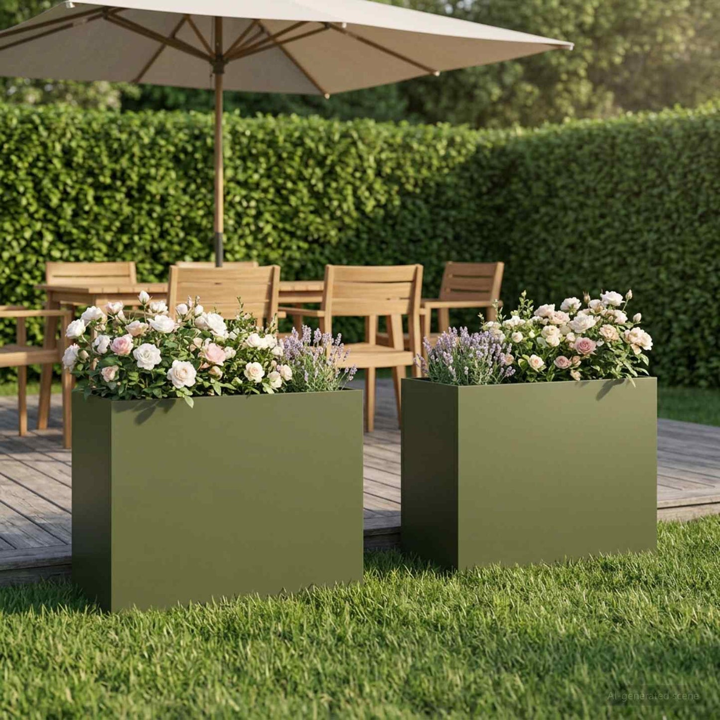 vidaXL Garden Planter 2 pcs Olive Green 50 x 20 x 40 cm