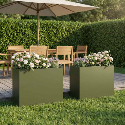 vidaXL Garden Planter 2 pcs Olive Green 50 x 20 x 40 cm