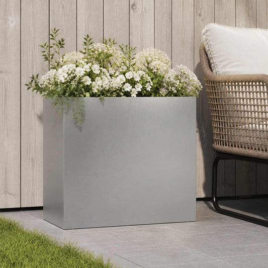 vidaXL Garden Planter Silver 50 x 20 x 40 cm Stainless Steel