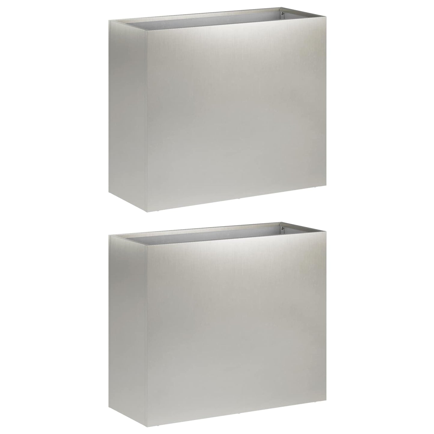 vidaXL Garden Planter 2 pcs Silver 50 x 20 x 40 cm Stainless Steel