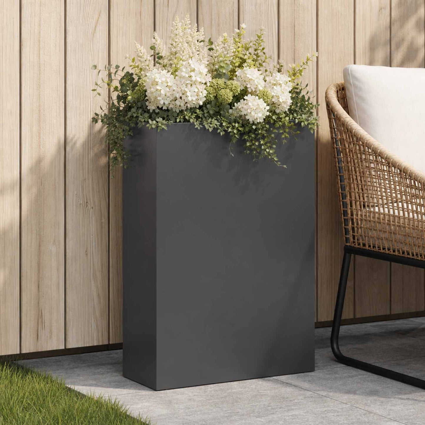 vidaXL Garden Planter Black 50 x 20 x 75 cm Cold-rolled Steel