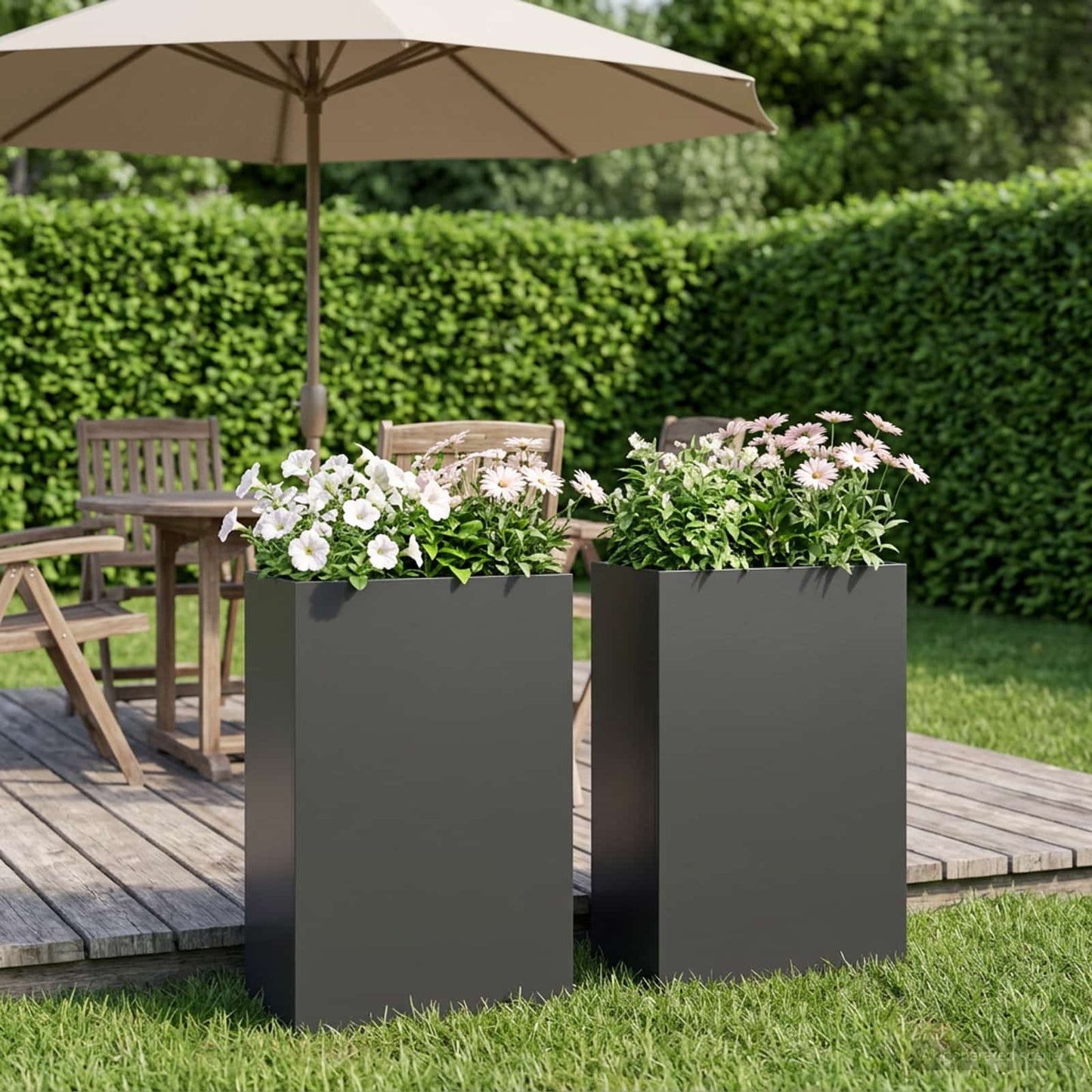 vidaXL Garden Planter 2 pcs Black 50 x 20 x 75 cm Cold-rolled Steel